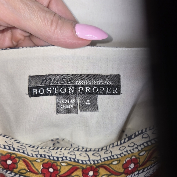 BOSTON PROPER BOHEMIAN STYLE LONG DRESS. 2 overlays. White, red. Size 4 - Picture 8 of 9